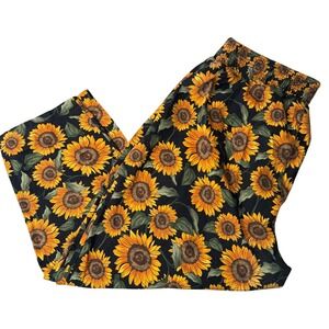 Lucy & Yak Alexa Sunflower Print Organic Cotton Smocked Waist Pants 2XL reg